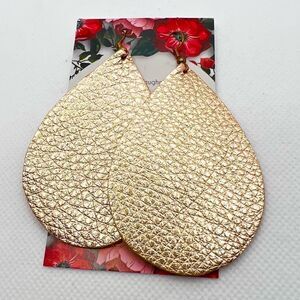 🍭4/$20 Amber Vaughn Teardrop Faux Leather Rose Gold Dangle Earrings